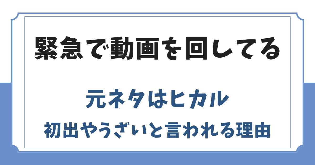 緊急で動画を回していますの元ネタはヒカル！うざいと言われる理由